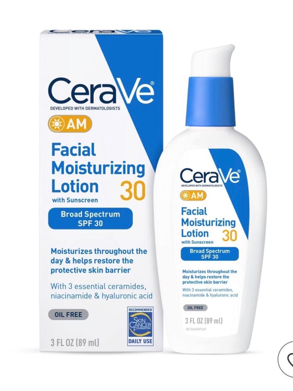 2 pack Cerave White and Blue Facial Moisturizing Lotion SPF 30